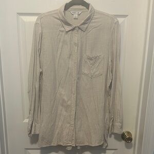Old Navy Light Tan Flannel Button-Down Tunic Top